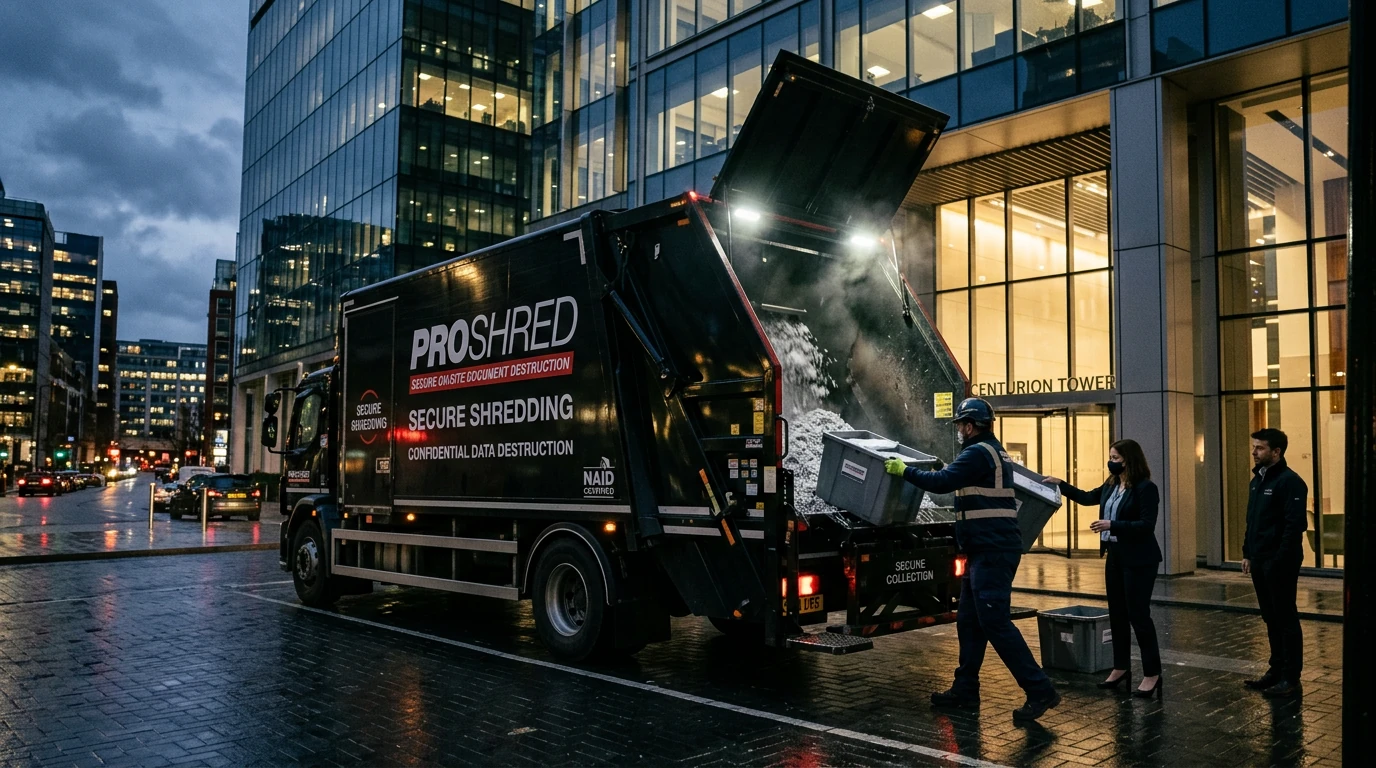 Mobile document destruction truck