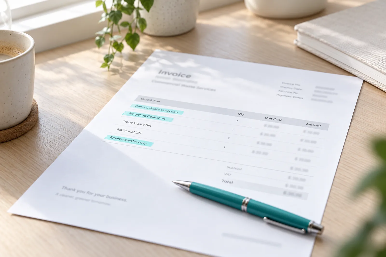 Illustrated invoice to review