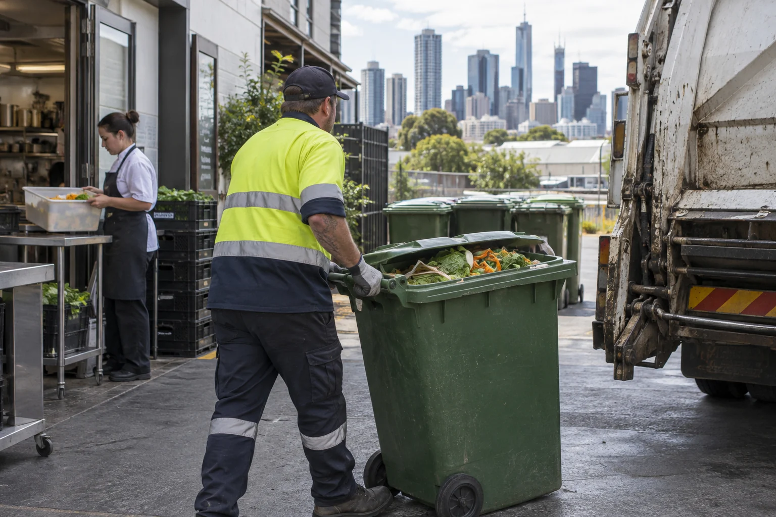 Illustrative scene for Commercial Food Organics (FOGO) Collection in Melbourne