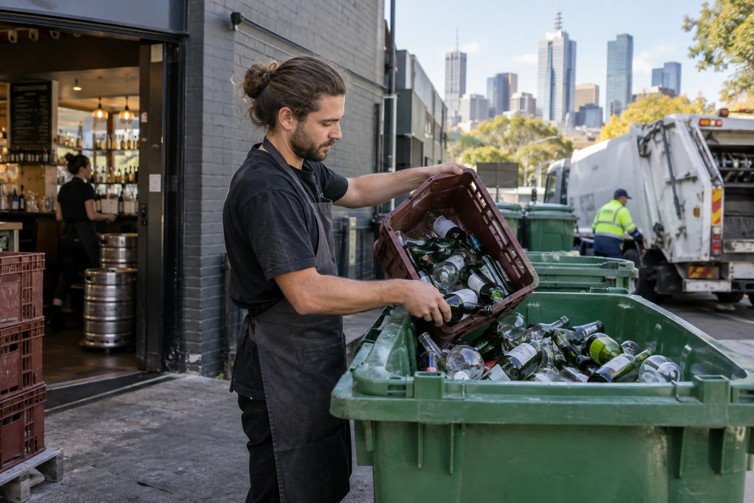 Illustrative scene for Glass and Bottle Recycling for Melbourne Businesses