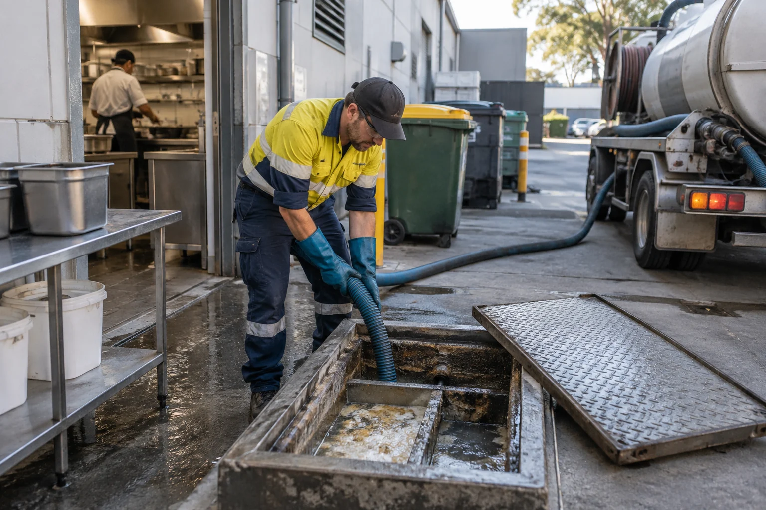 Illustrative scene for Grease Trap Cleaning Frequency: How Often and the 25% Rule