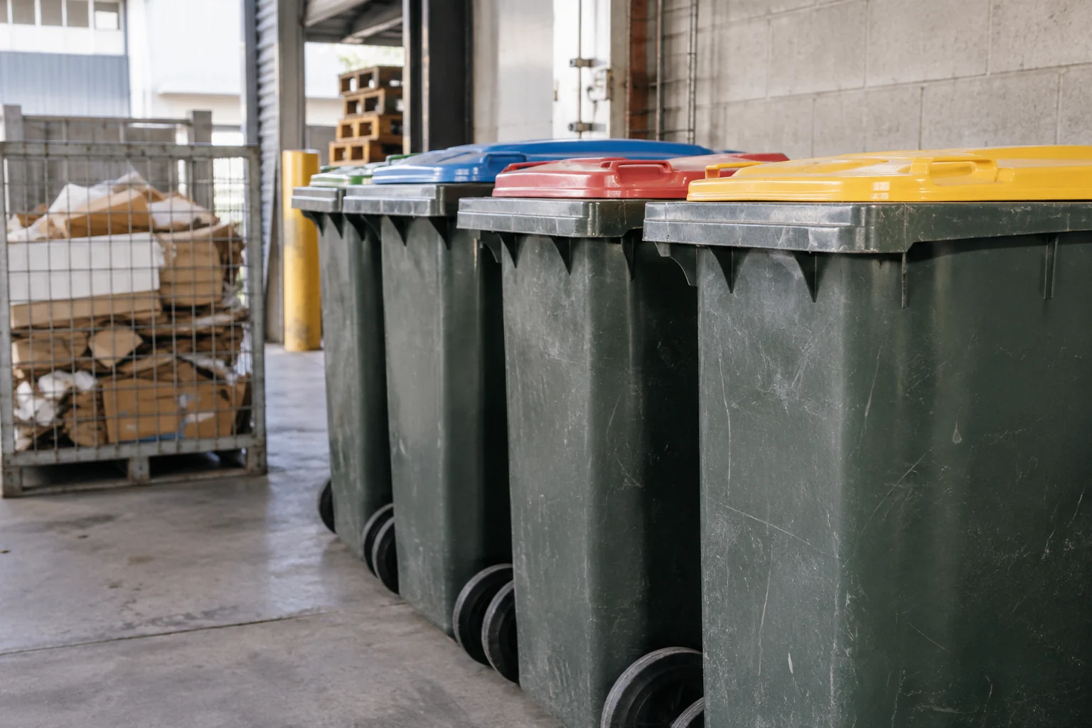 Illustrative collection area with separate waste containers